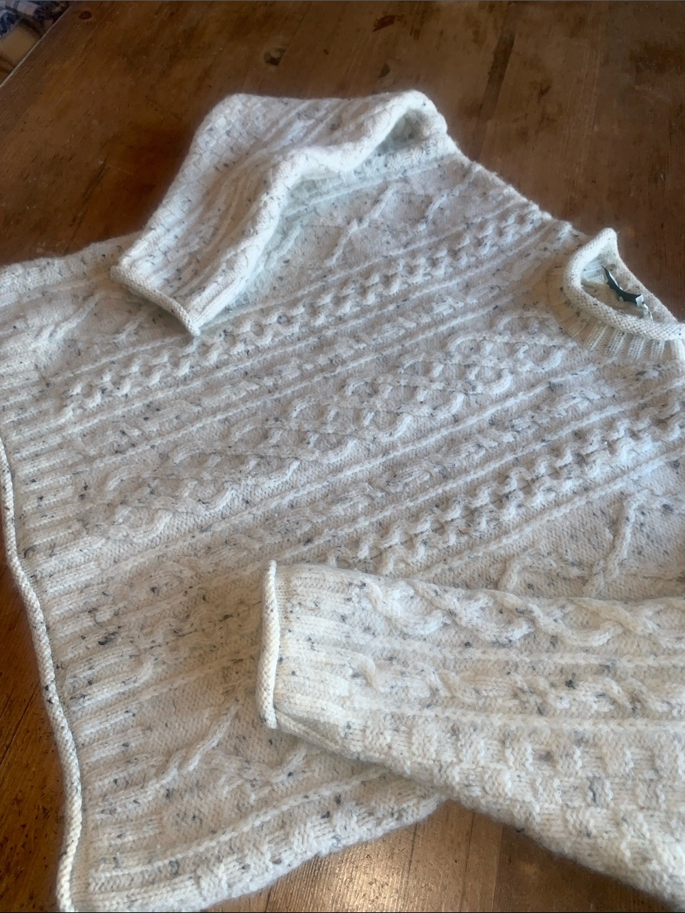 Aran Crafts Cream Speckled Cable Knit Crewneck Sweater - Picture 14 of 16